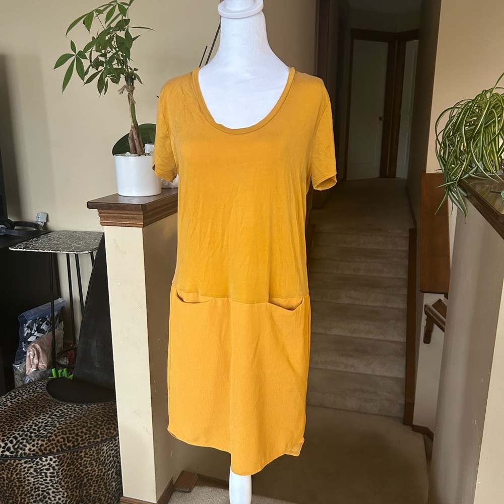 Anthropologie Left Coast Loren Mustard Shift Tunic Dress